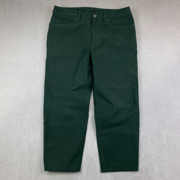 Lululemon Men Pants 34x26 Rainforest Green Jeans ABC Crop Pant Relaxed Utilitech - Picture 1 of 13